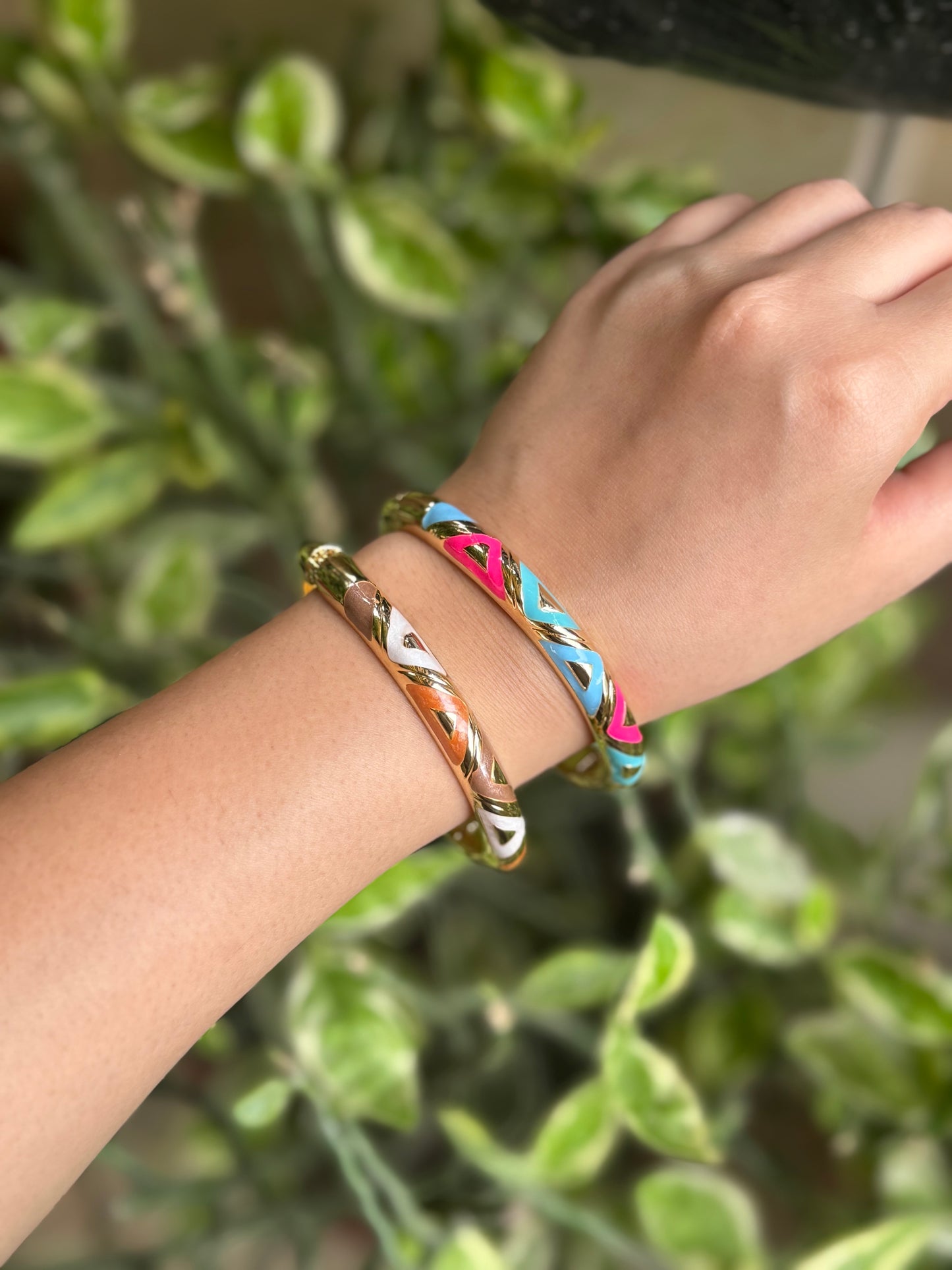 Aztec Enamel Bangle