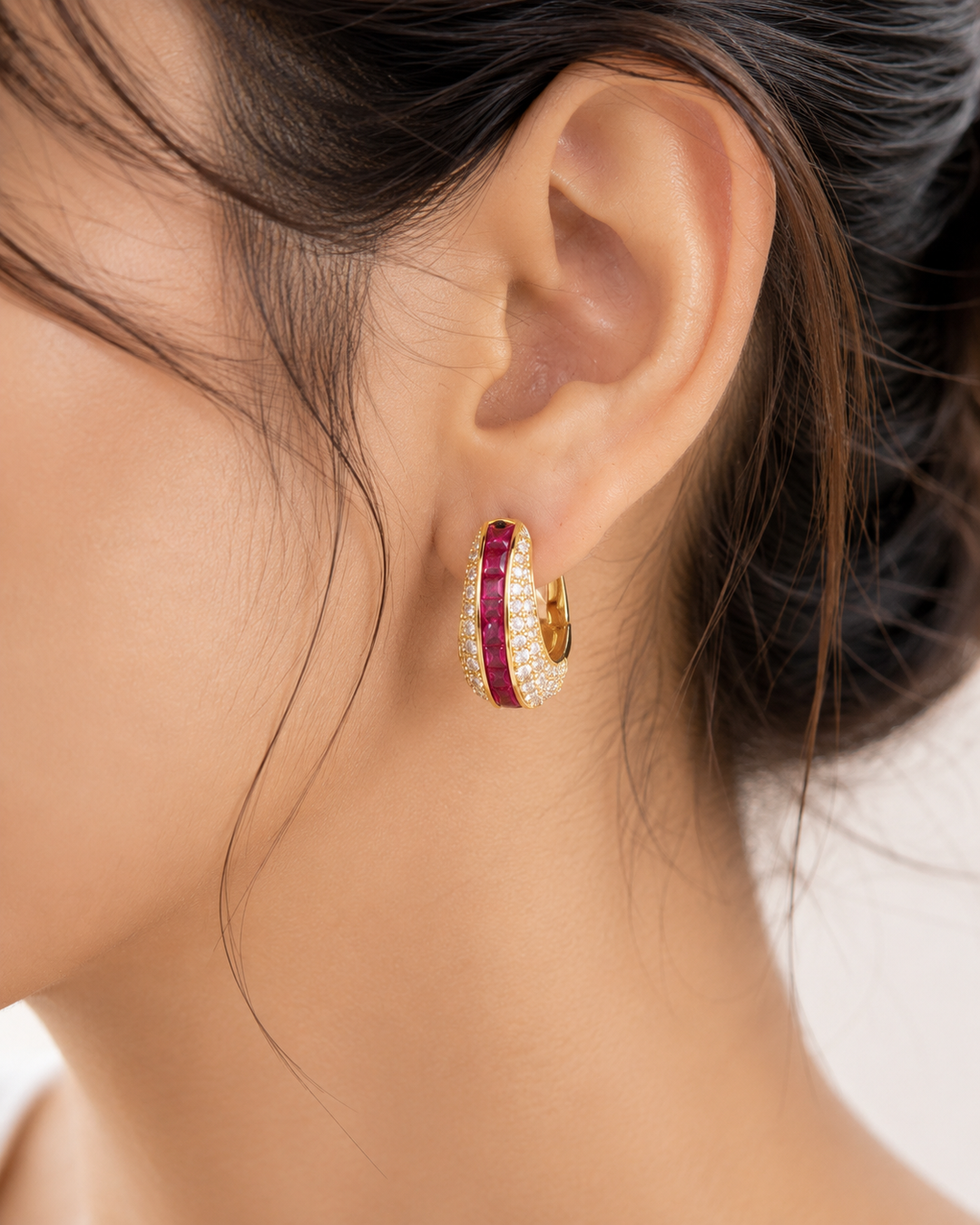 Velvet Ruby Hoops