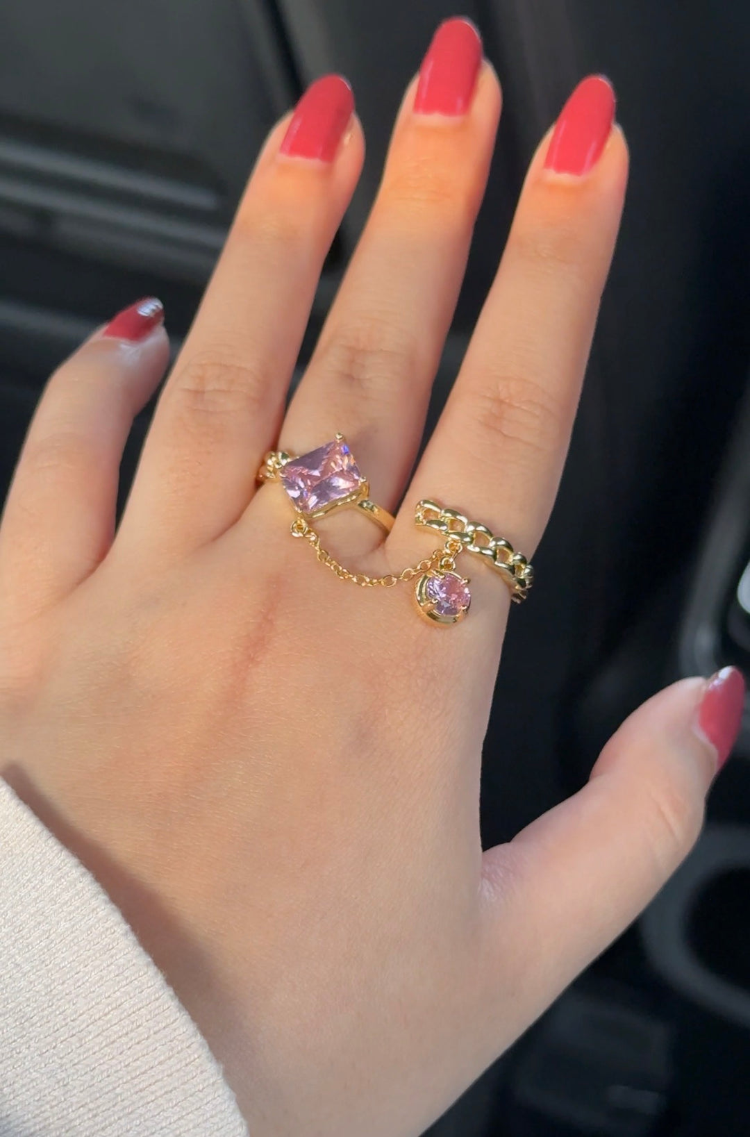 Pink Link Chain Ring
