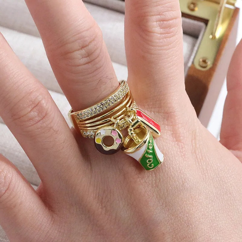 Espresso charm ring
