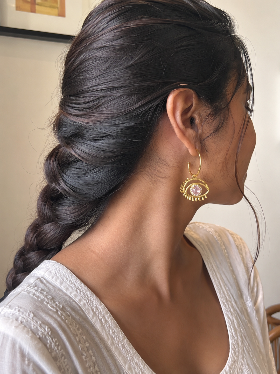 Evil Eye Half Hoops