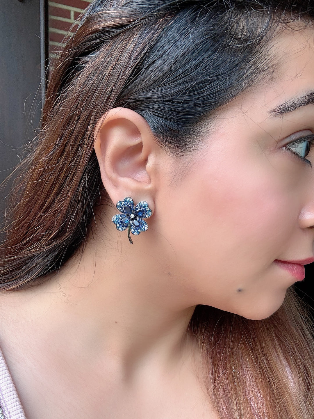 Sapphire Clover Studs