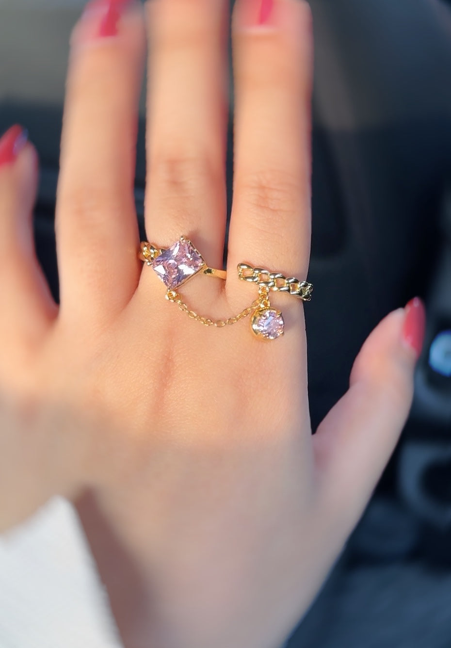 Pink Link Chain Ring