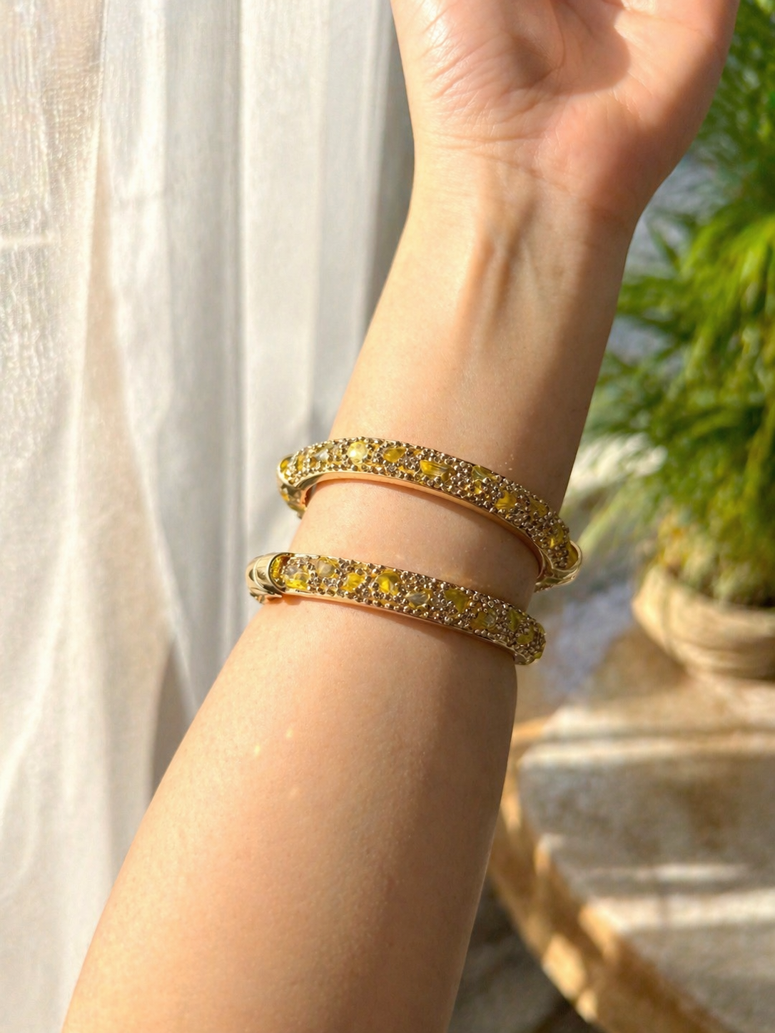 Amber glint bangles