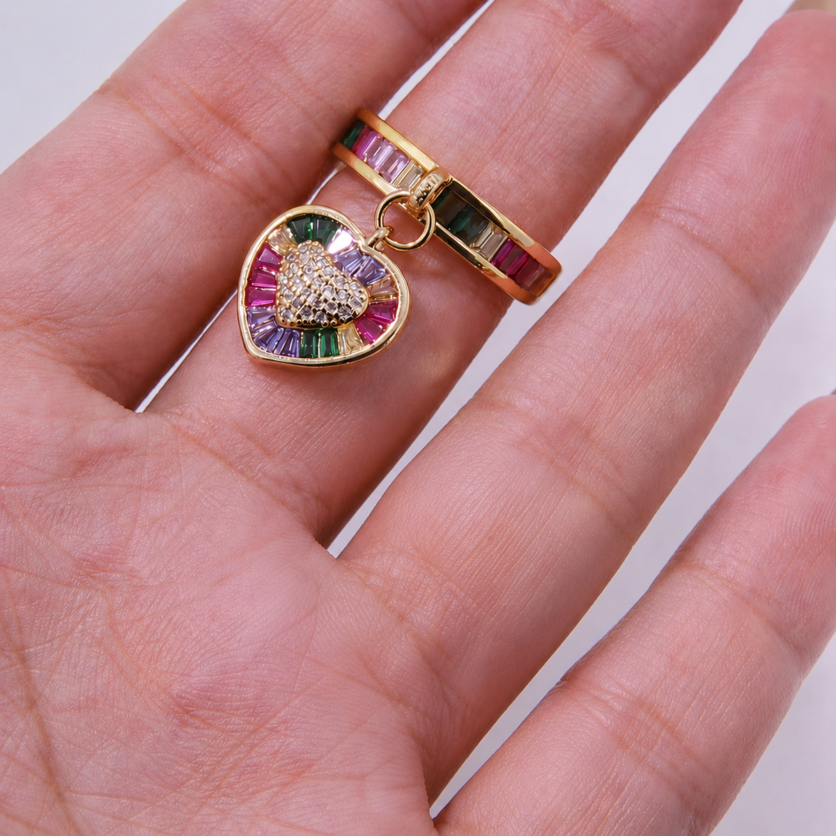 Prismatic heart ring