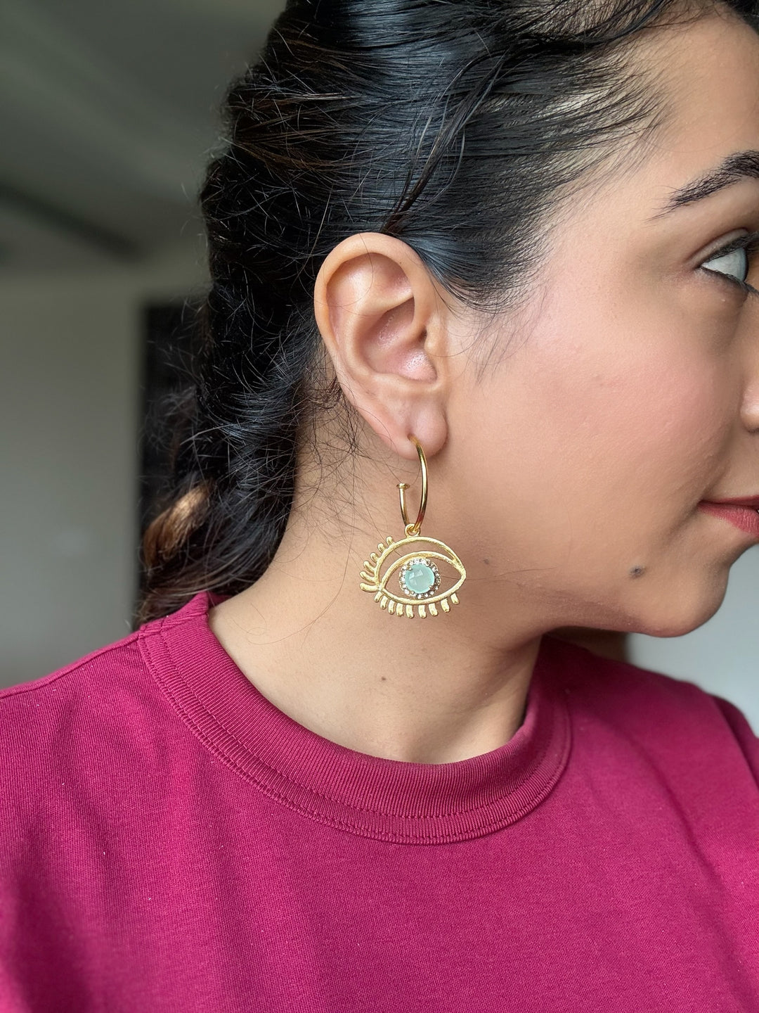 Evil Eye Half Hoops