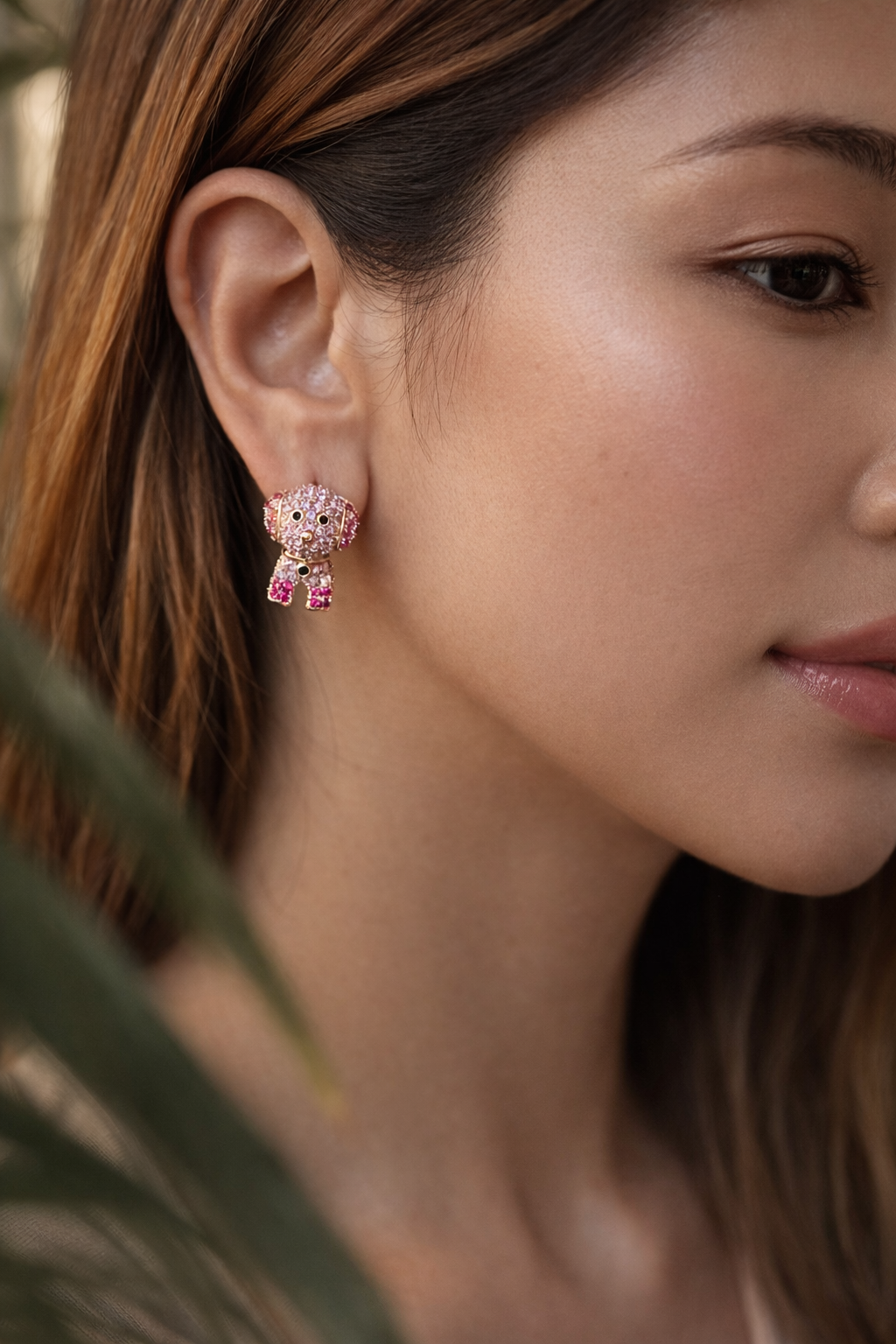 Rosy pup earrings