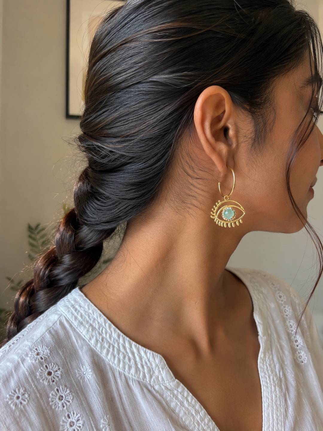 Evil Eye Half Hoops