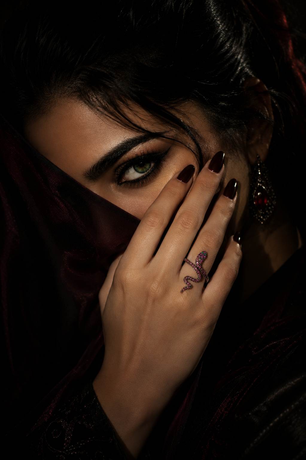 Ruby Fang Snake Ring