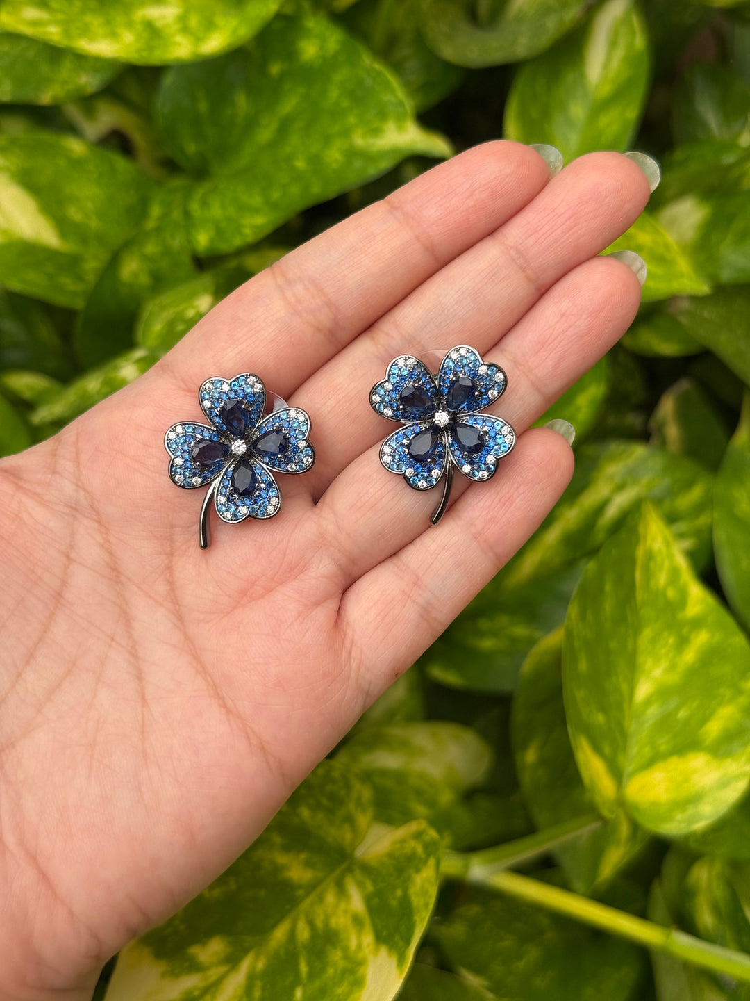 Sapphire Clover Studs