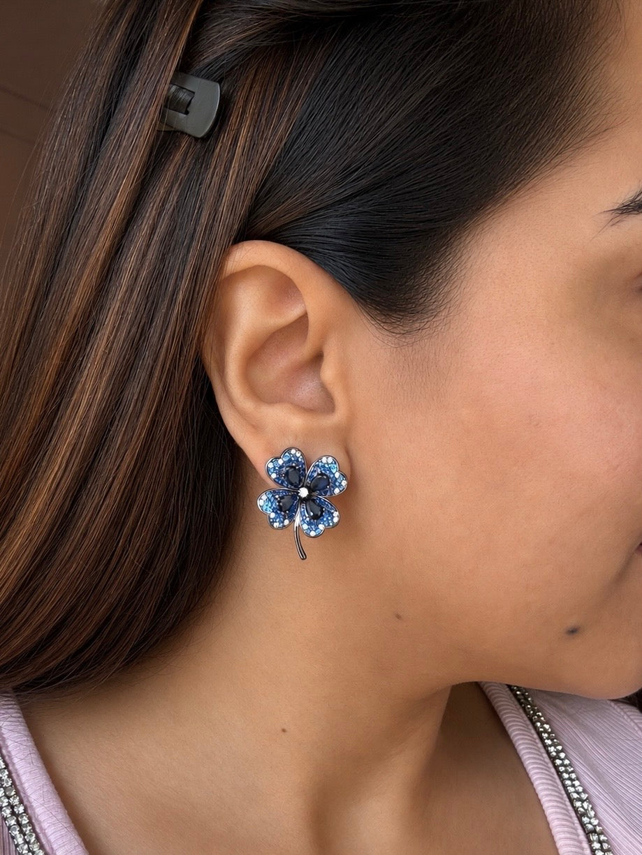 Sapphire Clover Studs
